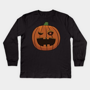 Orange Pumpkin Halloween Kids Long Sleeve T-Shirt